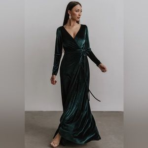 NWT Baltic Born Esmerelda Velvet Wrap Maxi Dress Emerald Green 2x
